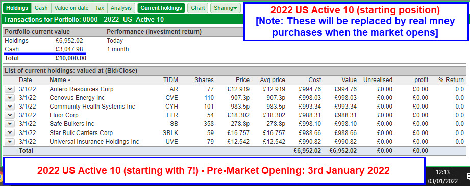 Active 10 (US) - Starting Line Up